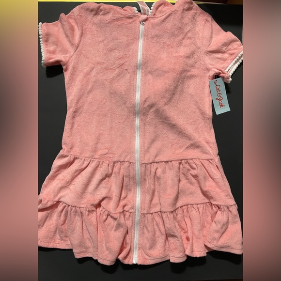 NWT Hooded Terry Zip Swimsuit Cover Up Dress - Cat & Jack Coral Pink L 927 - Picture 2 of 6